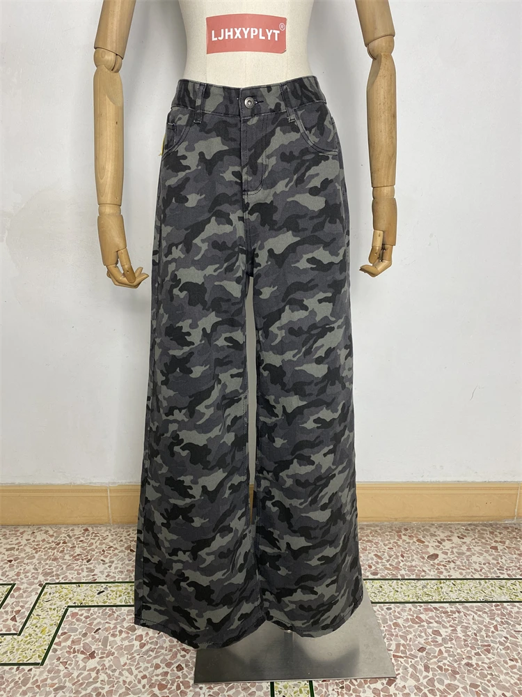 

Women's Camouflage Pattern Wide Leg Casual Retro Pants High Waisted Straight Vintage 90s Streetwear Female Casual Loose Trouser