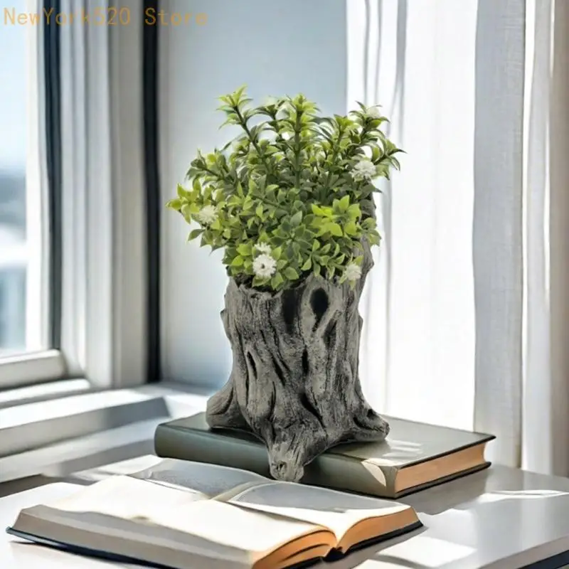 Stumps Flower Pots Cement Rustics for Small Plant Home Decorations Stump N84C