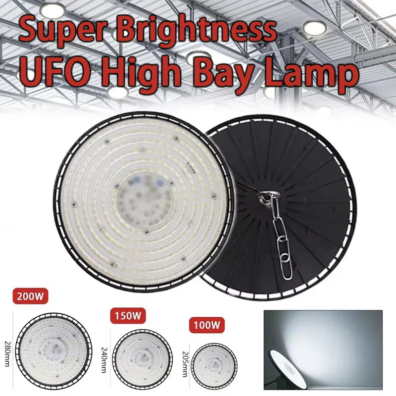 100-200 واط LED الصناعية UFO عالية خليج مصباح السوبر مشرق دائم ورشة عمل مستودع مصنع إضاءة داخلية ثريا مقاومة للماء
