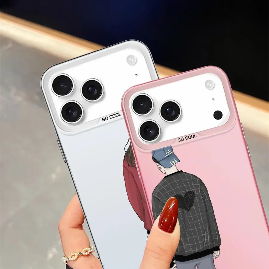 เคสโทรศัพท์ลายคู่รักด้านหลัง สำหรับ iPhone XR 16 17 Pro Max 13 12 11 14 XS 16e 17Air 15 Plus