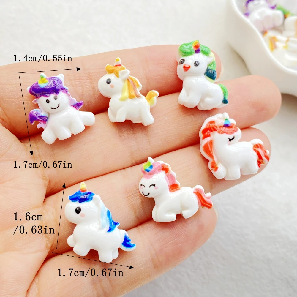 20Pcs Cute Cartoon Unicorn Pony Flat Back Resin Scrapbooking DIY Jewelry Craft Decoration Accessorie