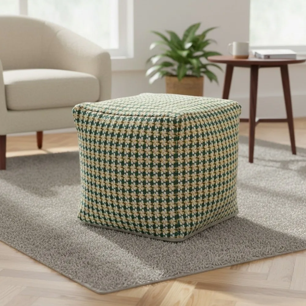 Large Capacity Square Pouf Cover Removable Nordic Style Unstuffed Cushion Cover Minimalist Stackable Shoe-changing Stool