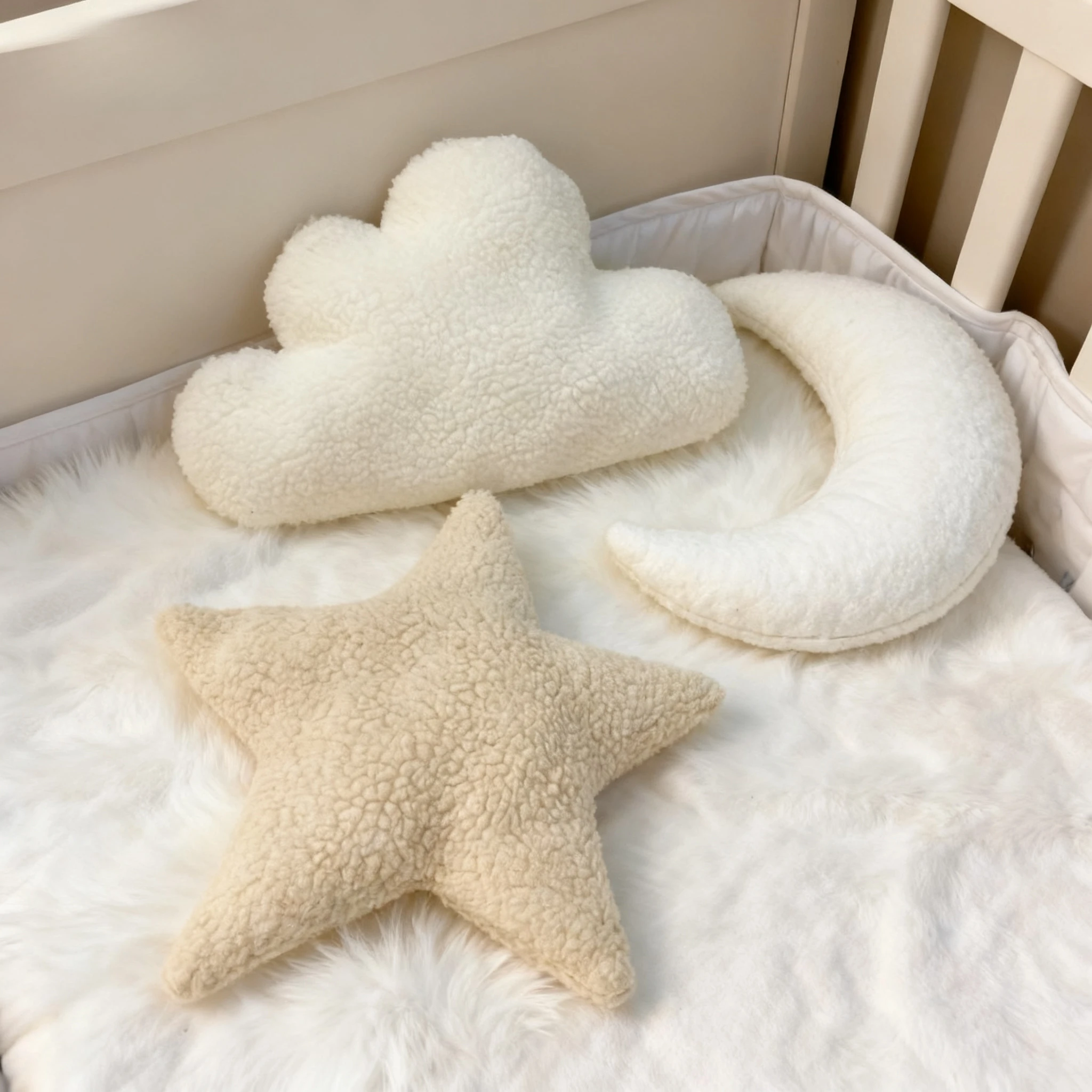 Newborn Photography Props Soft Flannel Crescent Moon Cloud Stars Pillow Baby Posing Cushion Cosy Mat Boy Girl Kids Room Decor