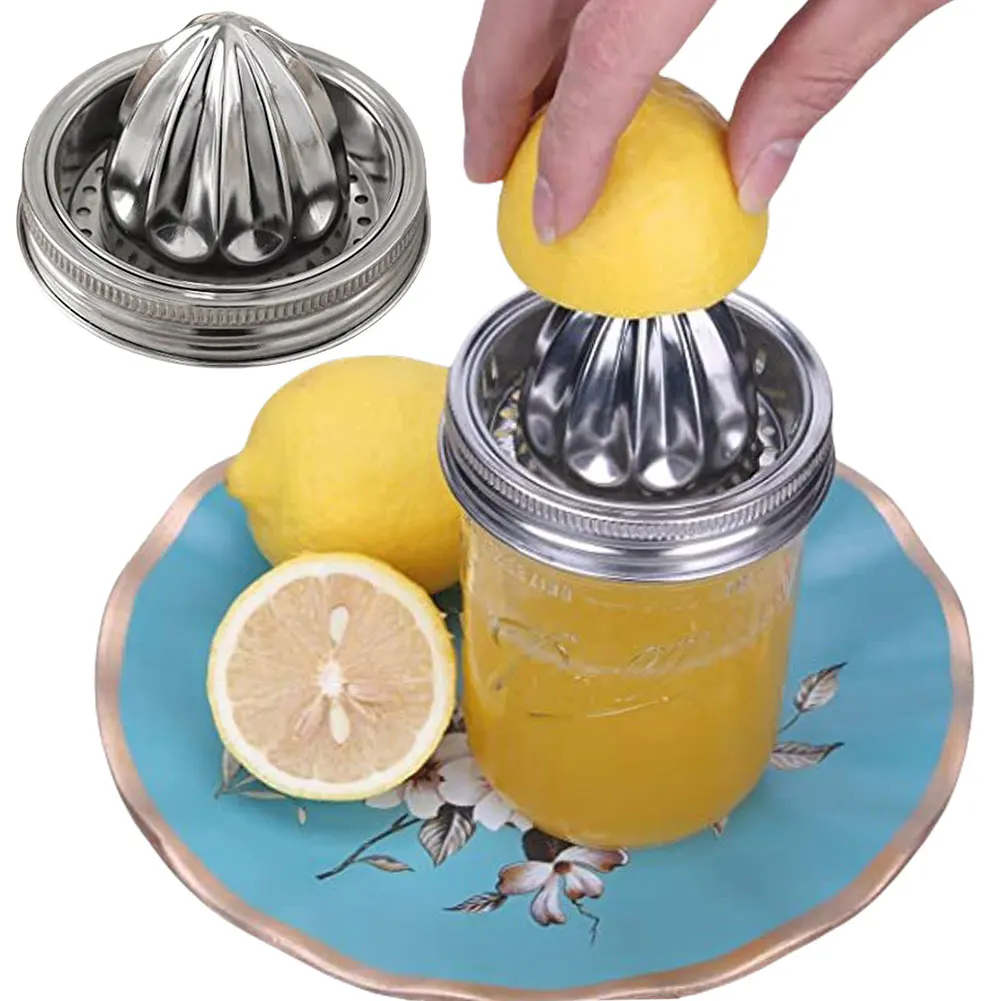 Stainless Steel Juicer Lid Manual Juicer Citrus Reamer Citrus Lemon Juice Squeezer for Mason Jars