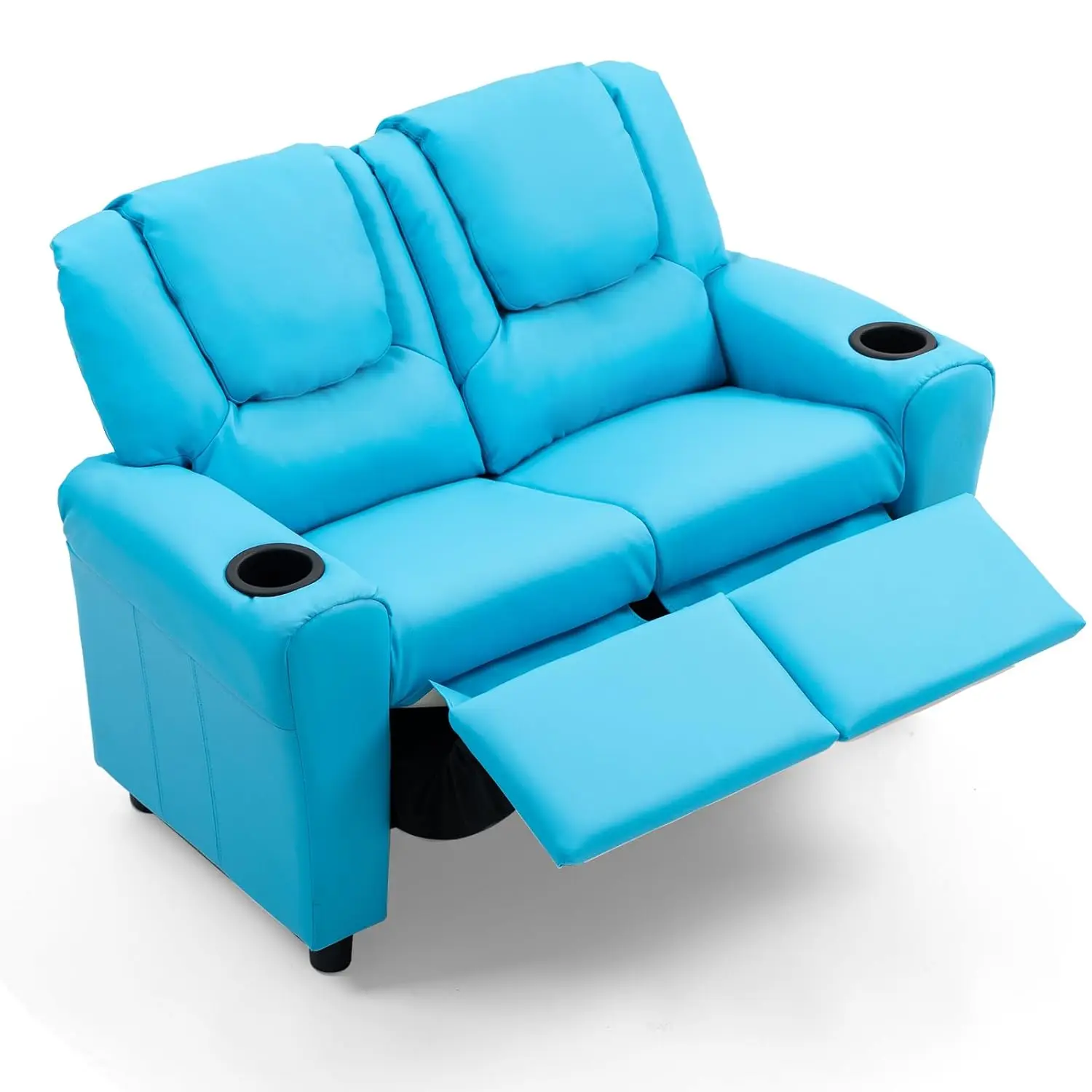 Double Kids Recliner Sofa with 2 Cup Holders PU Leather Retractable Footrest for Boys Girls Age 3, Customized