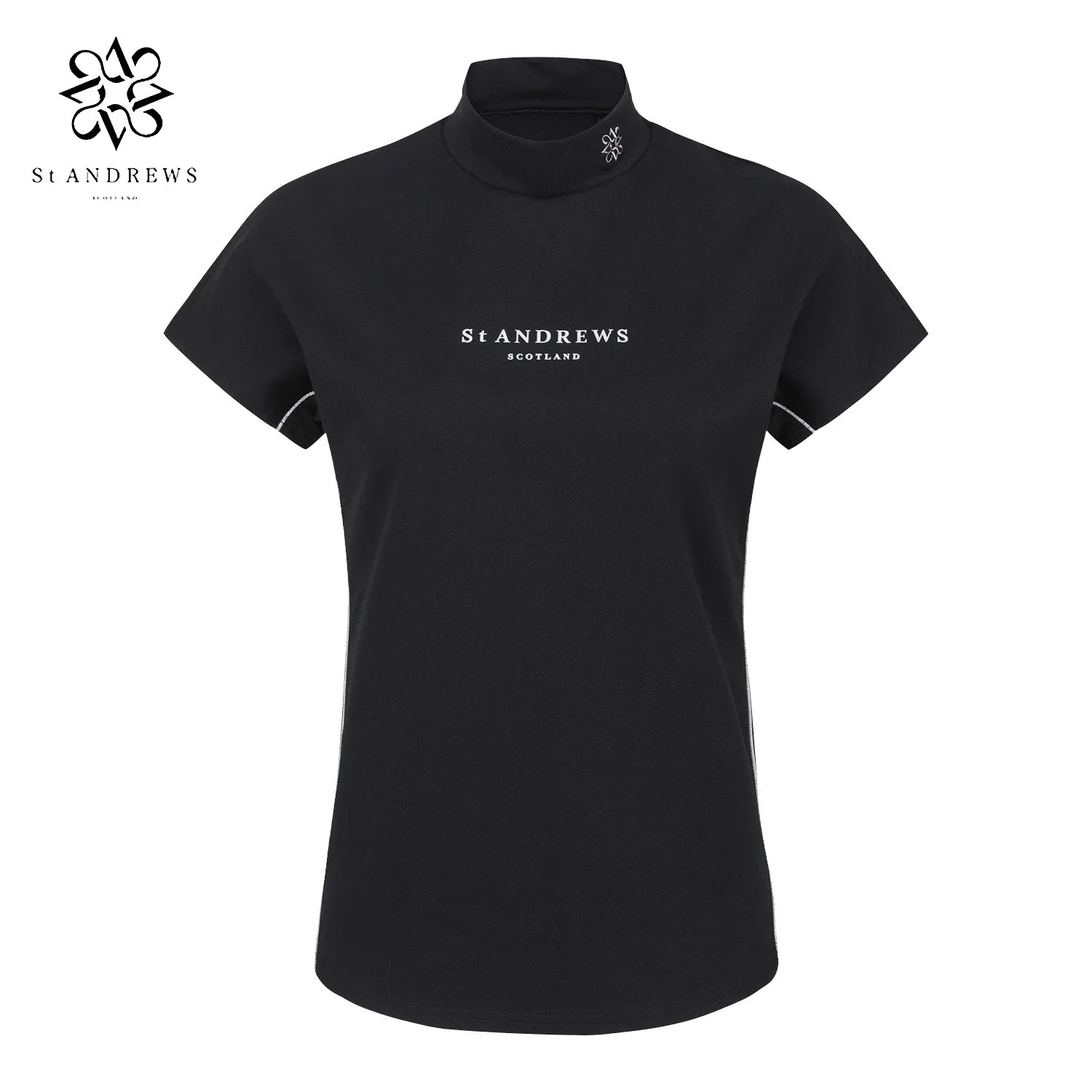 ST ANDREWS Golf Clothing Women's Sparkling Line Logo Cover Sleeve T-shirt Half High Neck Short Sleeve Slim Fit