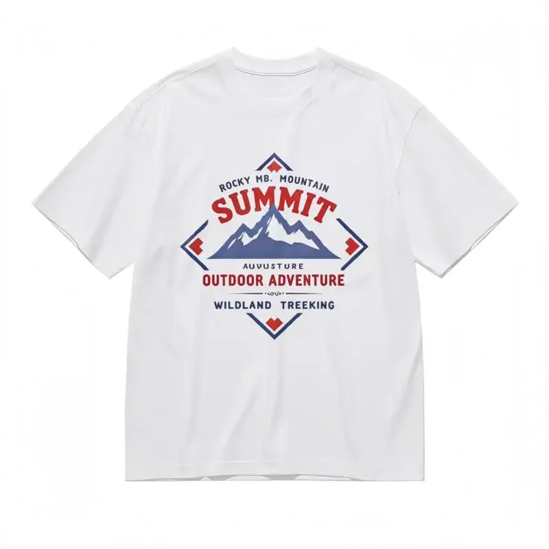 Men'S Oversize T Shirt With Alpine Summit Geometry Cotton Top