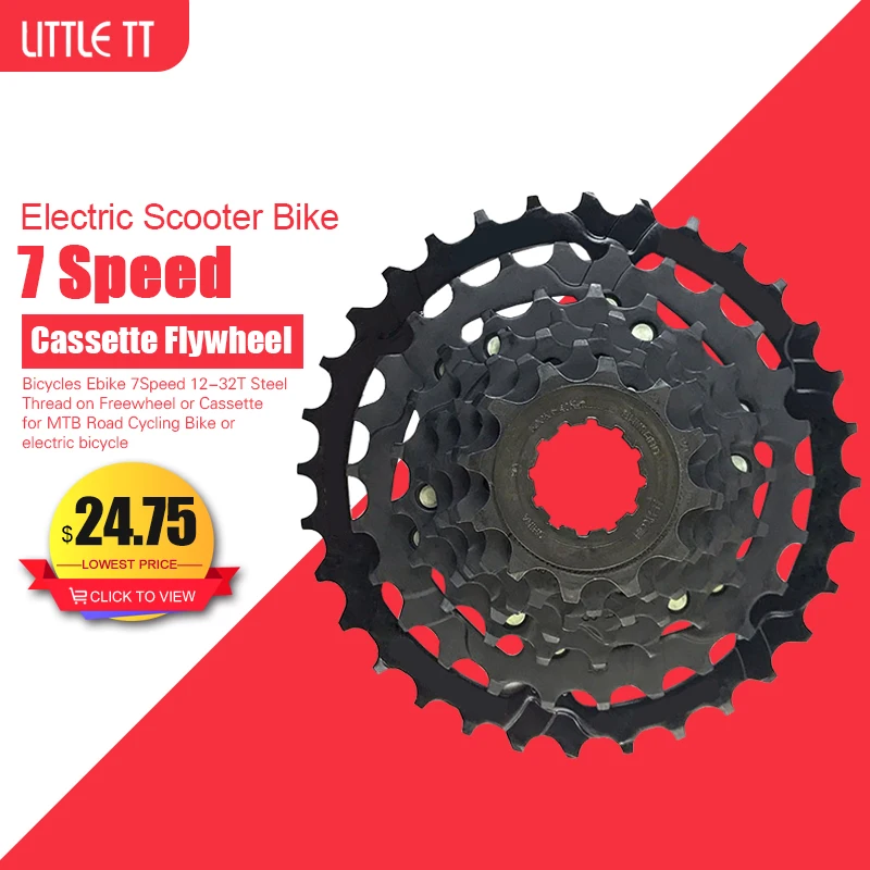 

Bicycles Bike 7Speed 12-32T Steel Thread on Freewheel or Cassette for MTB Road Cycling Bike or electric bicycle