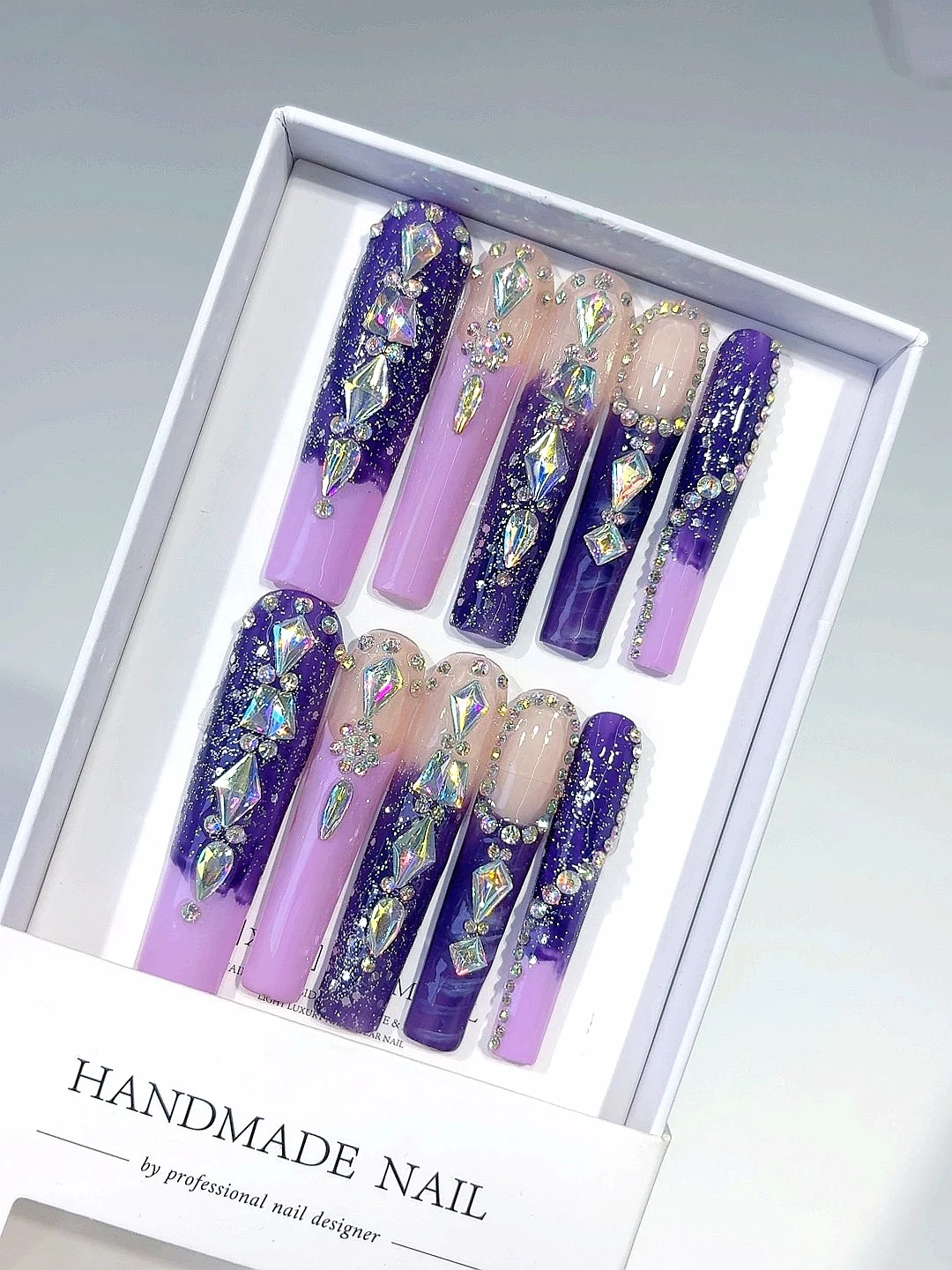 5cm 퍼플 스파클링 라인스톤 라이트 럭셔리 패션 네일아트 (M029)