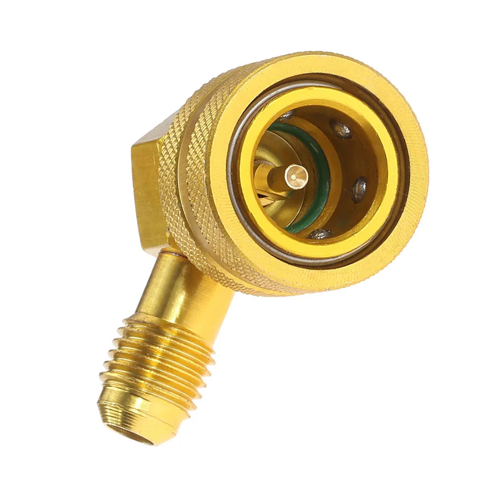 1Pcs Brass Quick Couplers Adapter For R134a 90-degree Angle 1/4