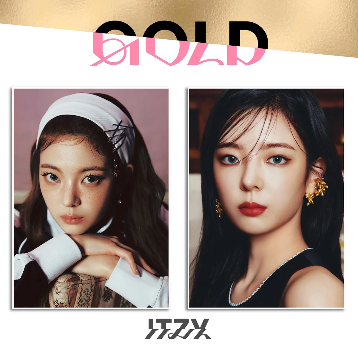 2Pcs/Set Kpop ITZY New Album GOLD Poster High Quality INS Style Self Adhesive Poster Bedroom Wall Stikers RYUJIN YEJI Fans Gifts image 3