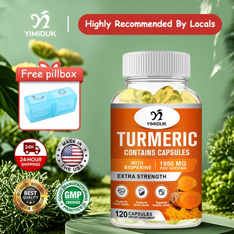 

High Absorption Turmeric Curcumin Supplement, with Black Pepper, Support Antioxidant, Joint Health, Cardiovascular, Liver Detox