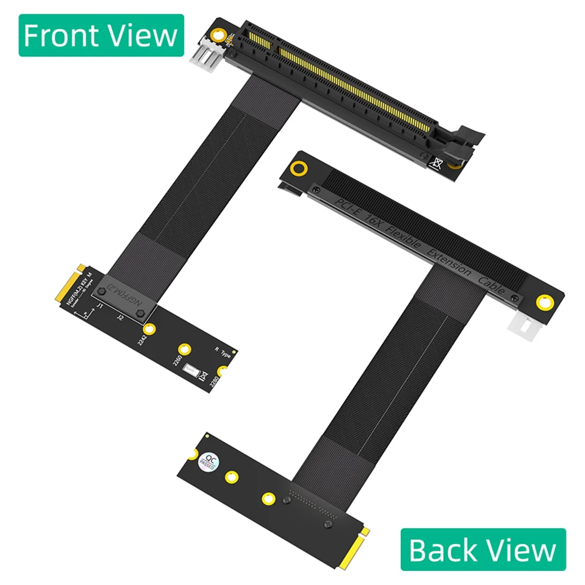 AC37-M.2 NGFF Key M to PCI-E 16x Graphics Card Riser Adapter Card, Nvme to PCI-Express 16X Extension Cable(Right Direction)
