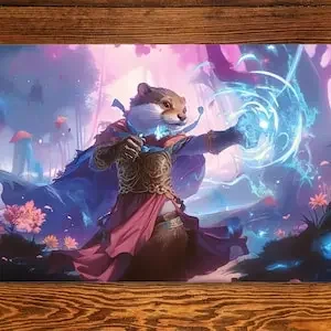 แผ่นรองเล่นการ์ดขนาด 60x35 ซม. ลาย Otter Mage สำหรับการ์ด MTG TCG เหมาะสำหรับการเล่น Commander กันลื่น ซักได้ ขอบเย็บอย่างดี