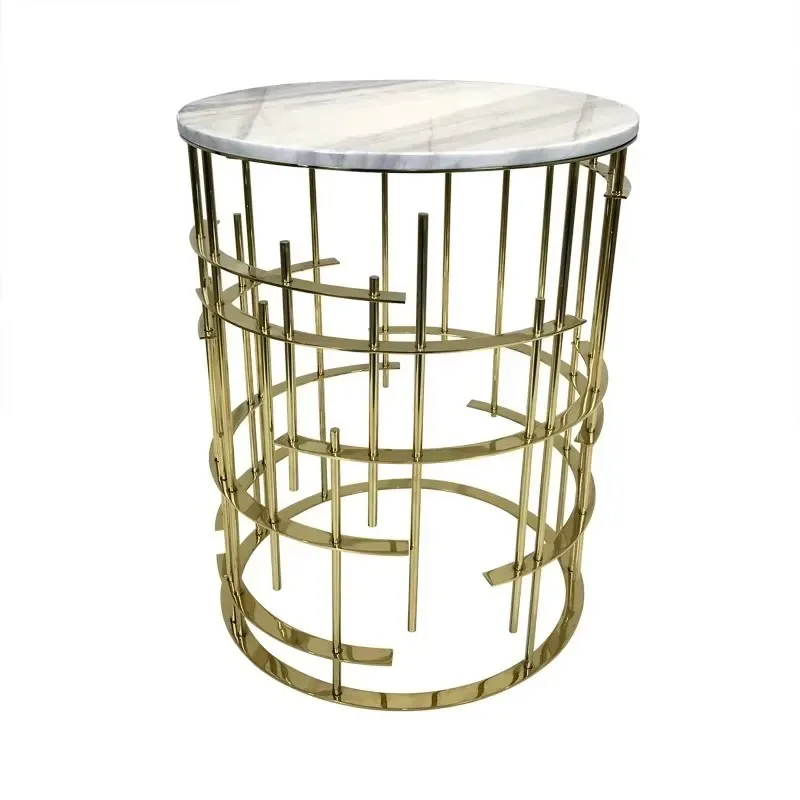Modern Side Table with Marble Top and Stainless Steel Base for Bedroom Living Room Hotel Apartment