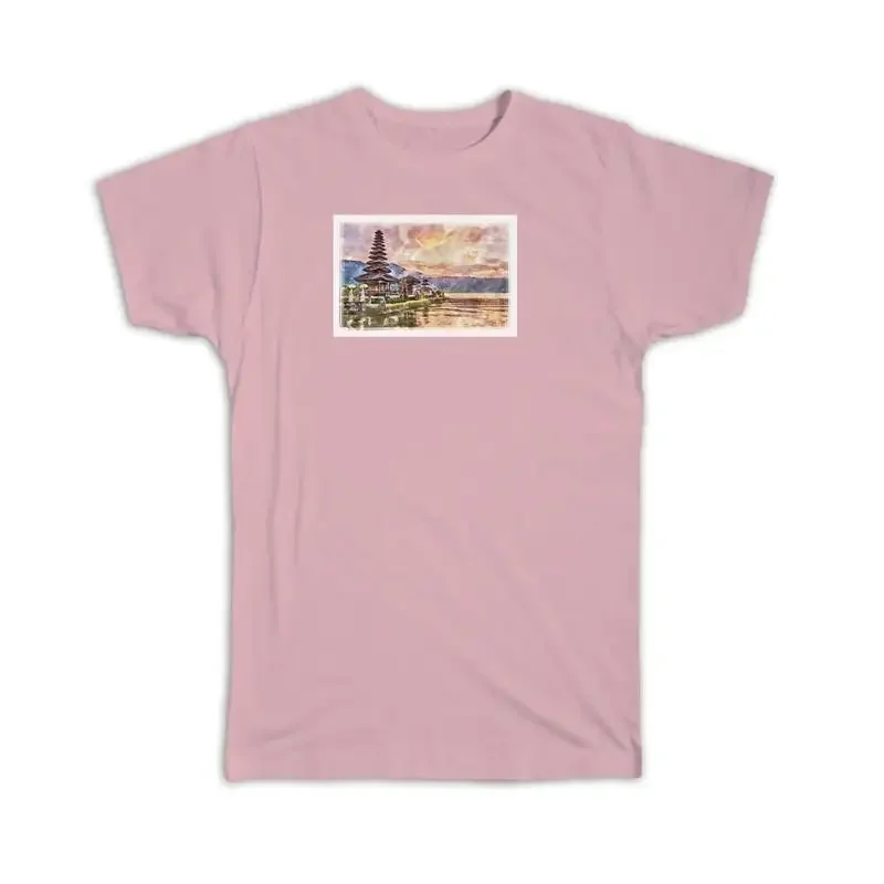 Watercolor Temple in Bali Indonesia T shirt