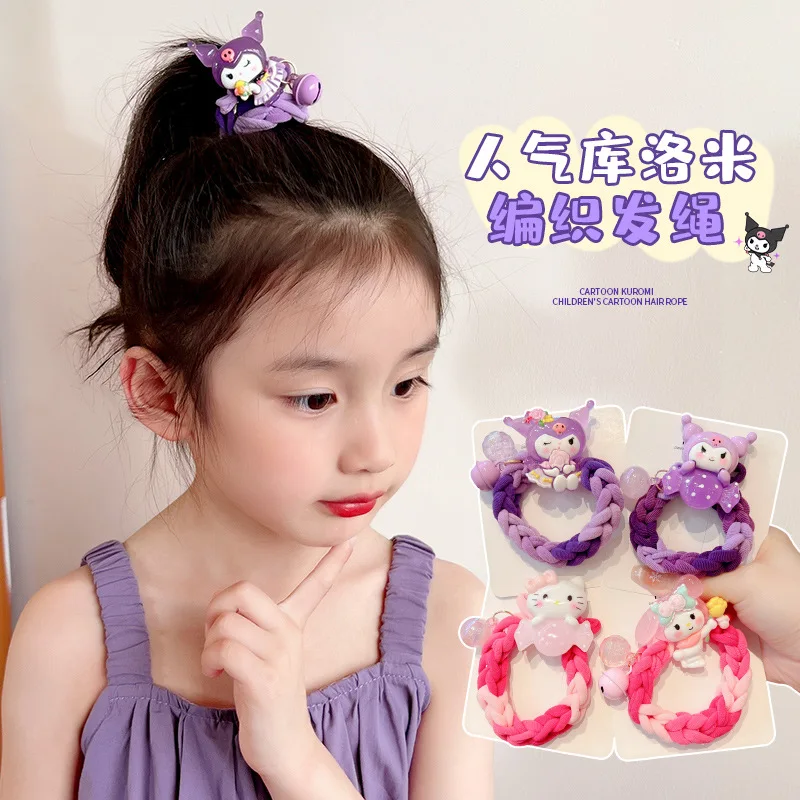 1/2/3Pcs 2024Girl High Elastic Hair Band Cute Cartoon Sanrio Headband Hair Accessories for Kid Scrunchies Headwear Ornament Gift