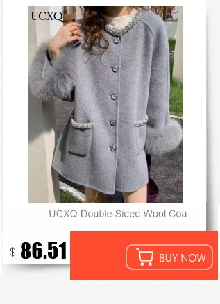 UCXQ Elegant OL Office Lady Overcoats Fur Patchwork Long Sleeve Woolen Coat Beautiful Women's Clothing Jacket Autumn 2025 Winter 12 Secb6ed0e042d4e7588a404fcd74ebedah