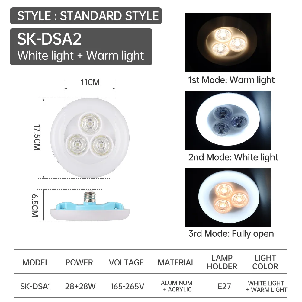 Lámpara de araña Led para interiores, lámpara de ventilador con atenuación de tres velocidades, tipo UFO, para restaurante, RGB, E27