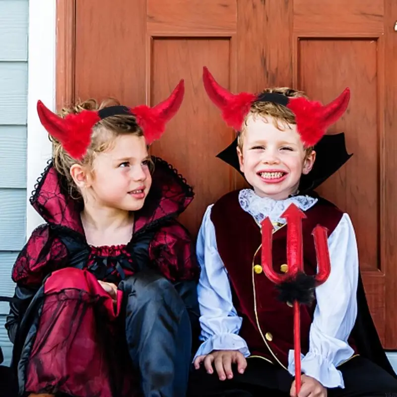 Y5JD Halloween Devil Trang phục Set Tail Bowtie Devil Horn Headband Red Pitchfleks
