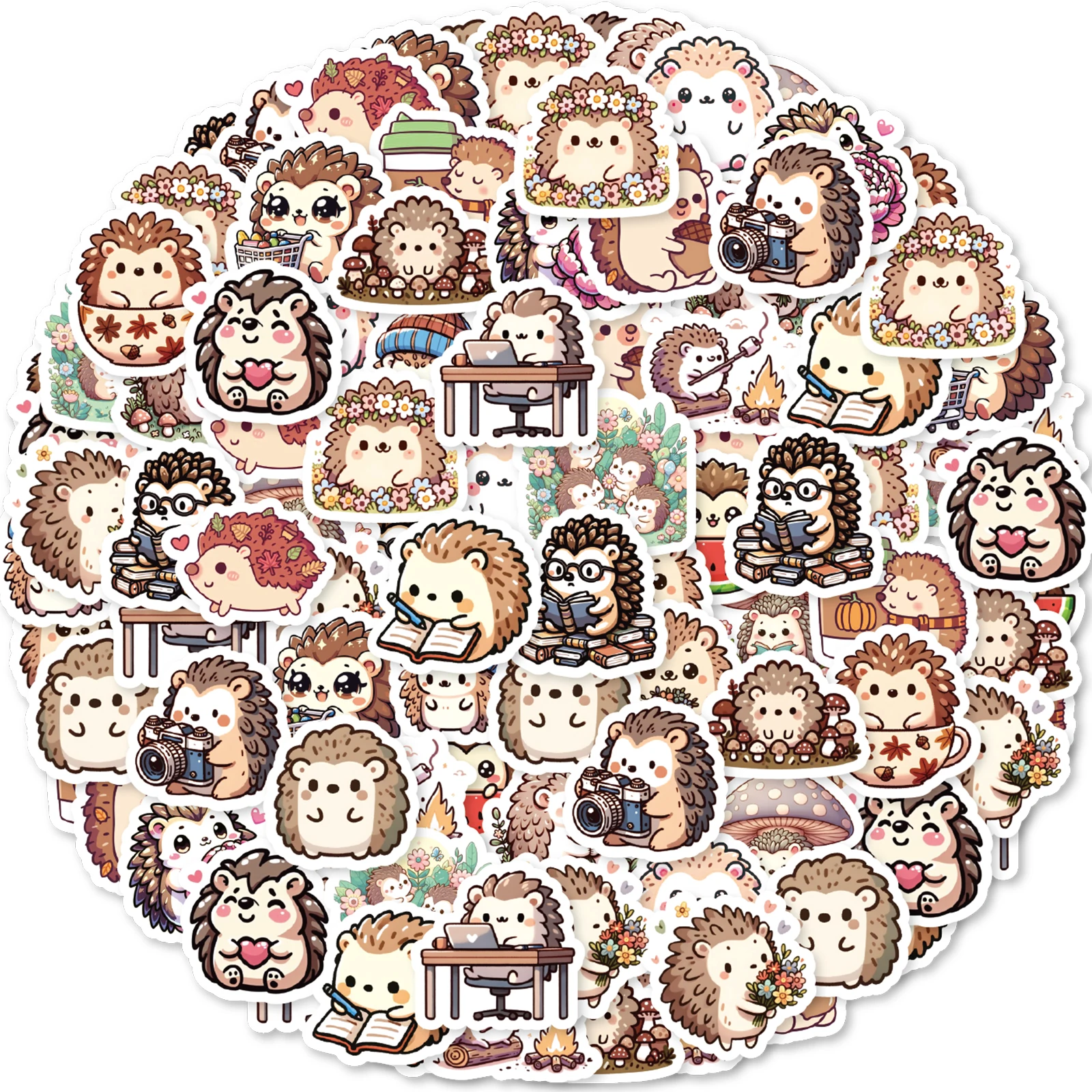 46pcs Cute Hedgehog Pattern Self-adhesive Decal for Laptops and Phones, Water Bottles, Suitcases, Kids Stickers, DIY Decorations