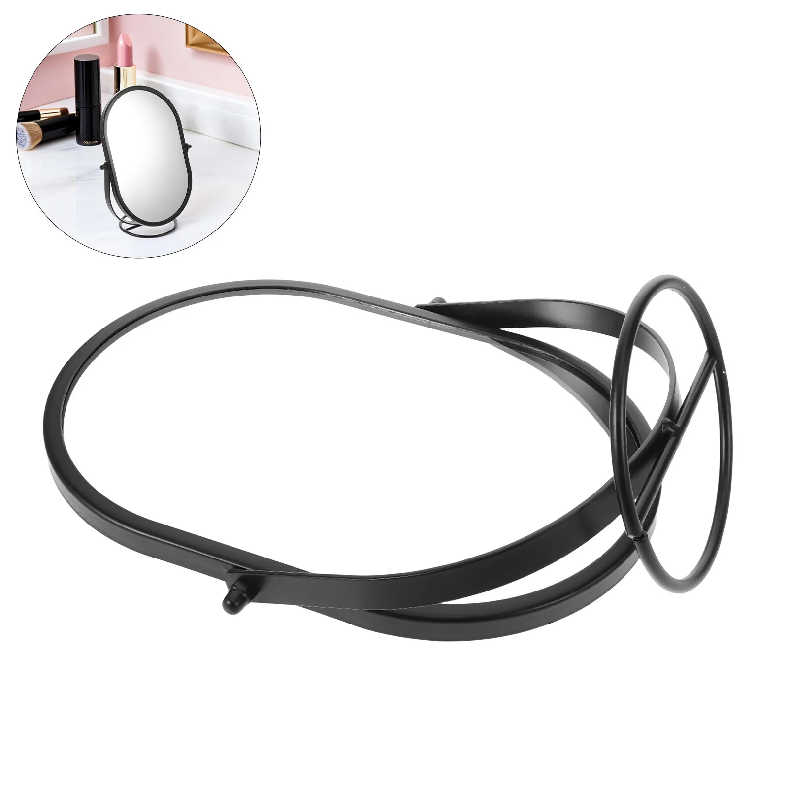 Oval Tabletop Makeup Mirror 360 Rotation Adjustable Vanity Mirror for Desk Dorm Bedroom Dressing Room Modern Retro Decor