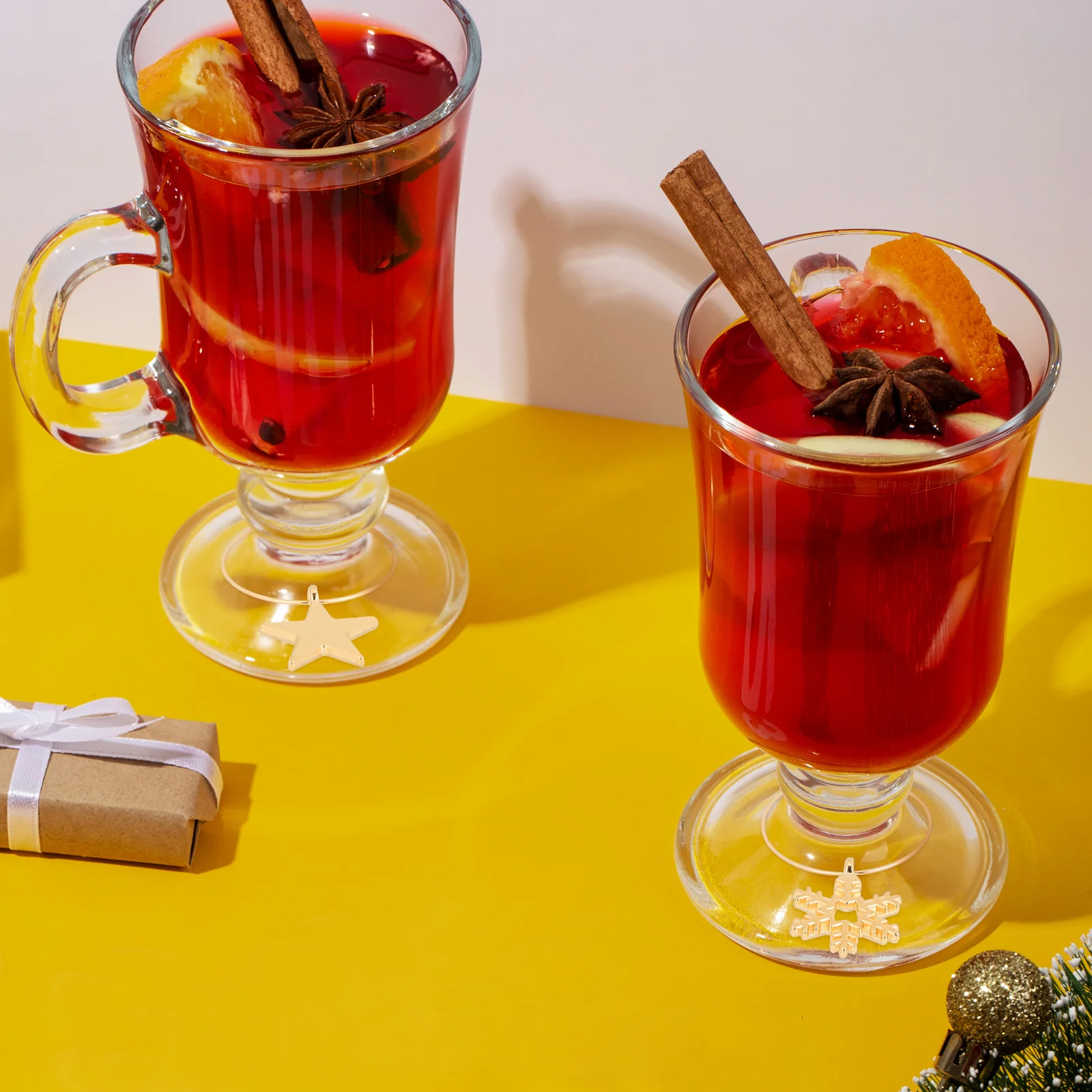 

6pcs Wine Glass Tag Ring Set Metal Ornament Labels for Holiday Party Glass Decoration