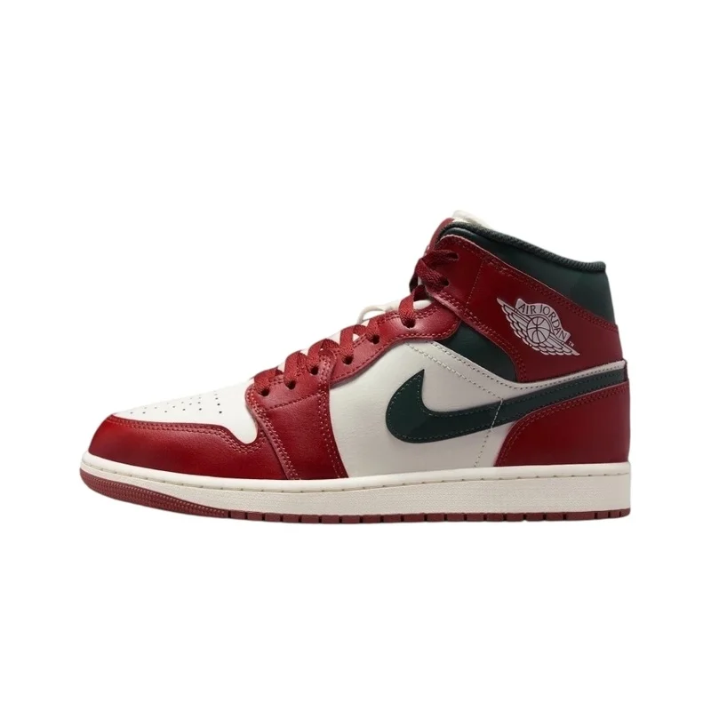 Classic AJ1 mid-top. Smooth leather build, holiday tone perfect for street matching DQ8426-105