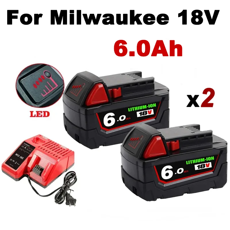 

Литий-ионный аккумулятор 18 в для Milwaukee M18 M18B6 18 в XC 12 Ач 6,0 Ач 48-11-1860