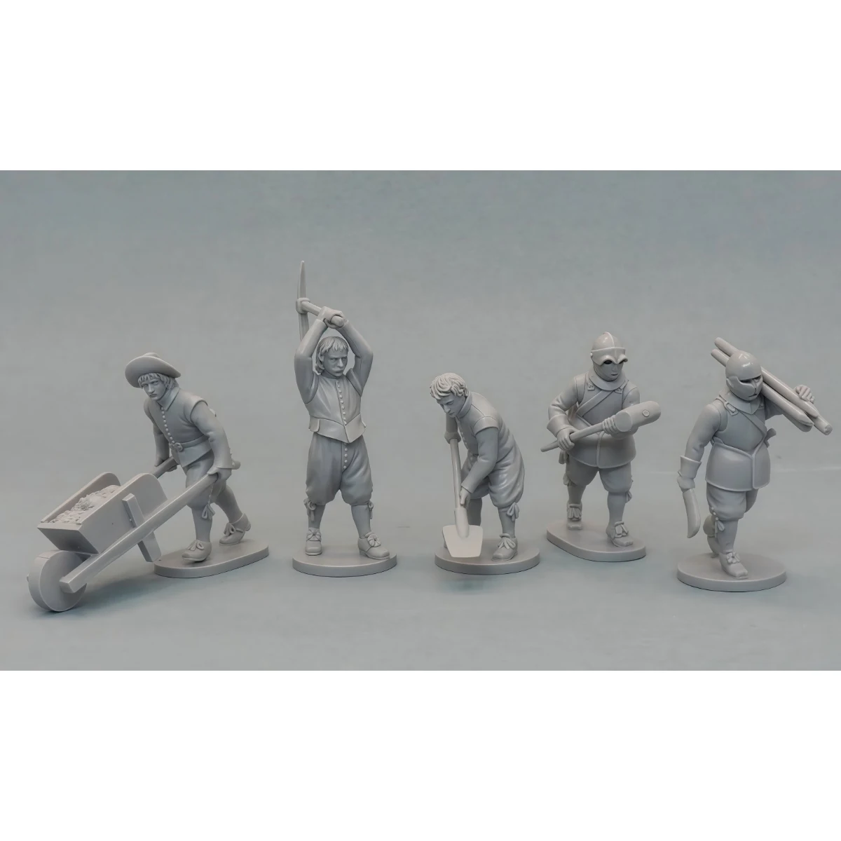 28mm Unpainted Resin Model Kit: Siege Workers (5 Figures) – Unassembled and Unpainted Garage Kit 1864R