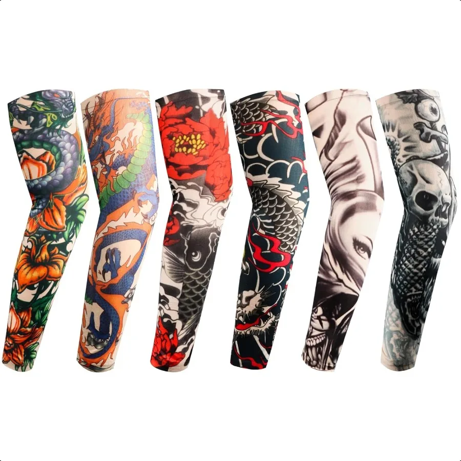 Tattoo-Ärmel für Männer, 6 Stück, gefälschte Tattoos-Ärmel zum Abdecken von Armen, Sonnenschutz-Ärmel-Abdeckungen für Männer und Frauen, Set 11