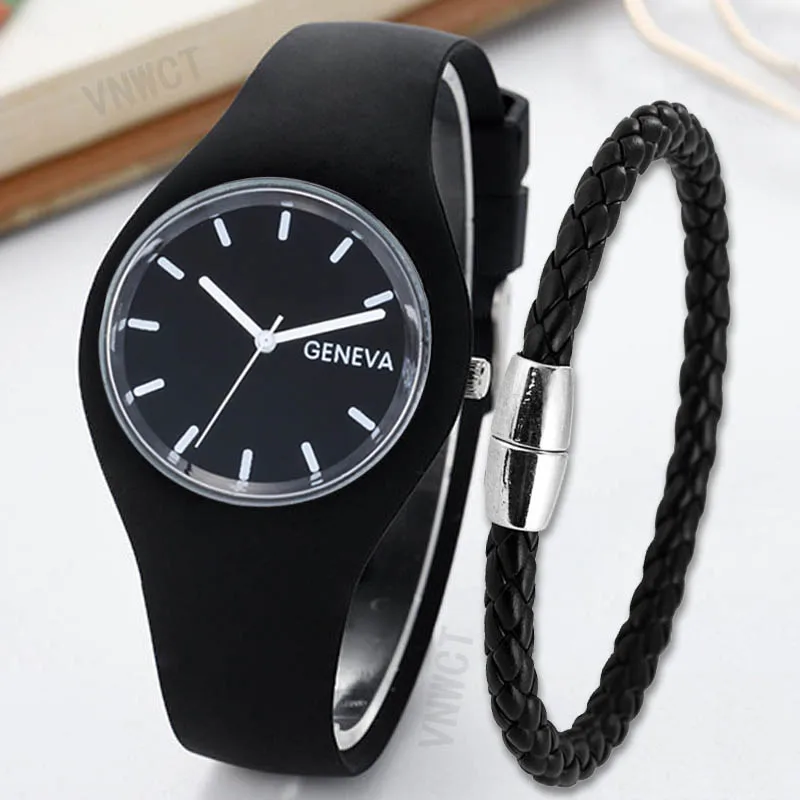 

Men&Women Watches Bracelet Cream Fashion Watch Silicone Strap Leisure Simple Watch Geneva Wristwatch Women Jelly Watch