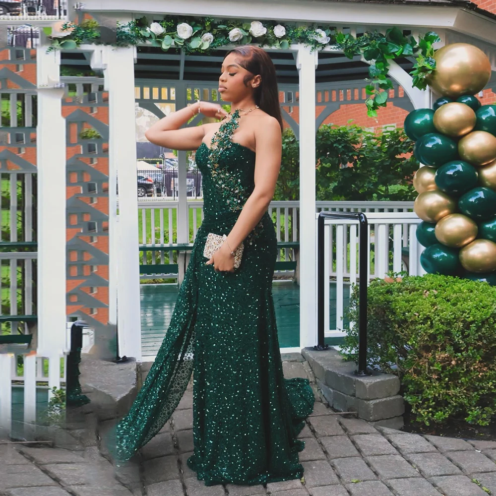 

Luxury Beaded Lace Prom Dresses For Black Girl African Mermaid Wedding Reception Dress Aso Ebi Special Occasion Dress Customized