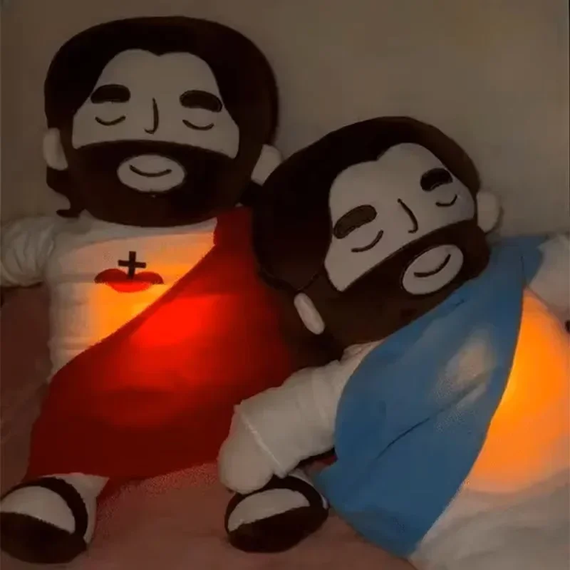 40CM Breathing Jesus Soothe Plush Toy for Kids Soft Soothing Jesus Plushies Comforting Jesus Heart Toy Easter Christmas Gifts