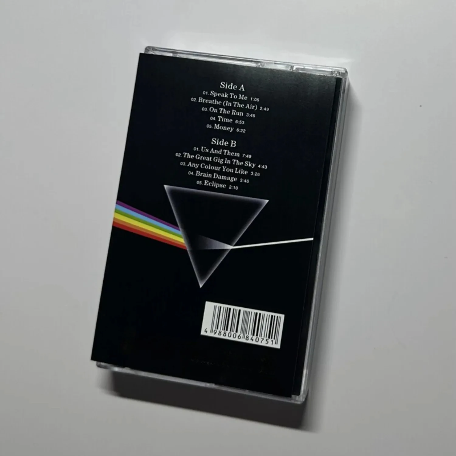 Western Classic Rock Music Cassette, Prism Refracting Rainbow Art Cover, Retro Walkman Compatible Iconic Rock Track Collection