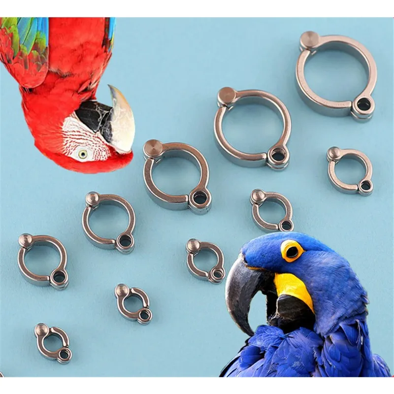 Parrot Foot Rings Metal Pet Bird Leg Rings Outdoor Fly Training Activity Anti-Lost Opening Clip Leash Accessories 4-15mm