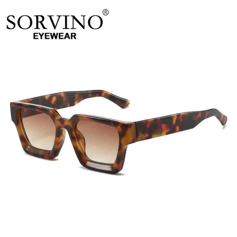 SORVINO 2024 Luxury Square Sunglasses Retro Brand Designer Men Trending Leopard Blue Green Sun Glasses Personalized Shades UV400