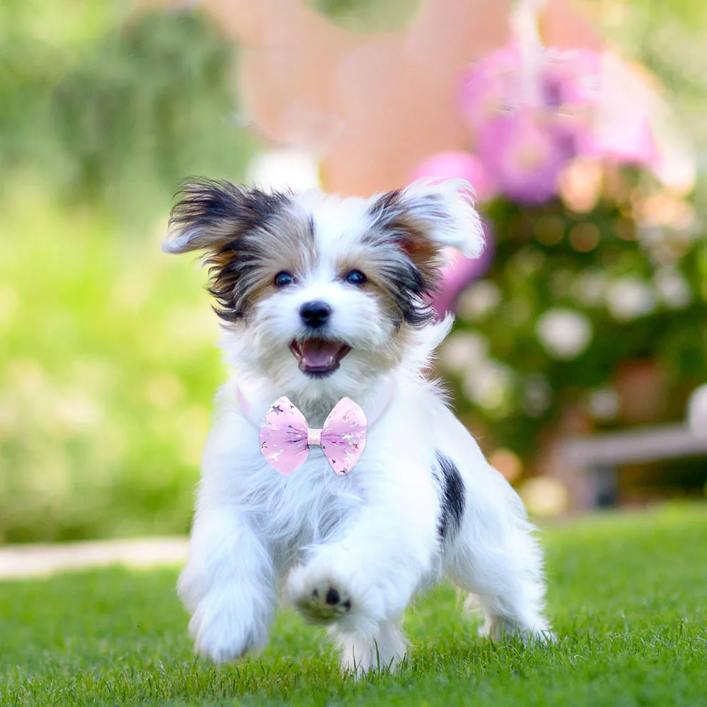Handmade Bulk Dog Bow Tie 50PCS Lace Bright Dog Bowties Adjustable Pet Bow Tie Collar For Dogs Pets Grooming Accessories