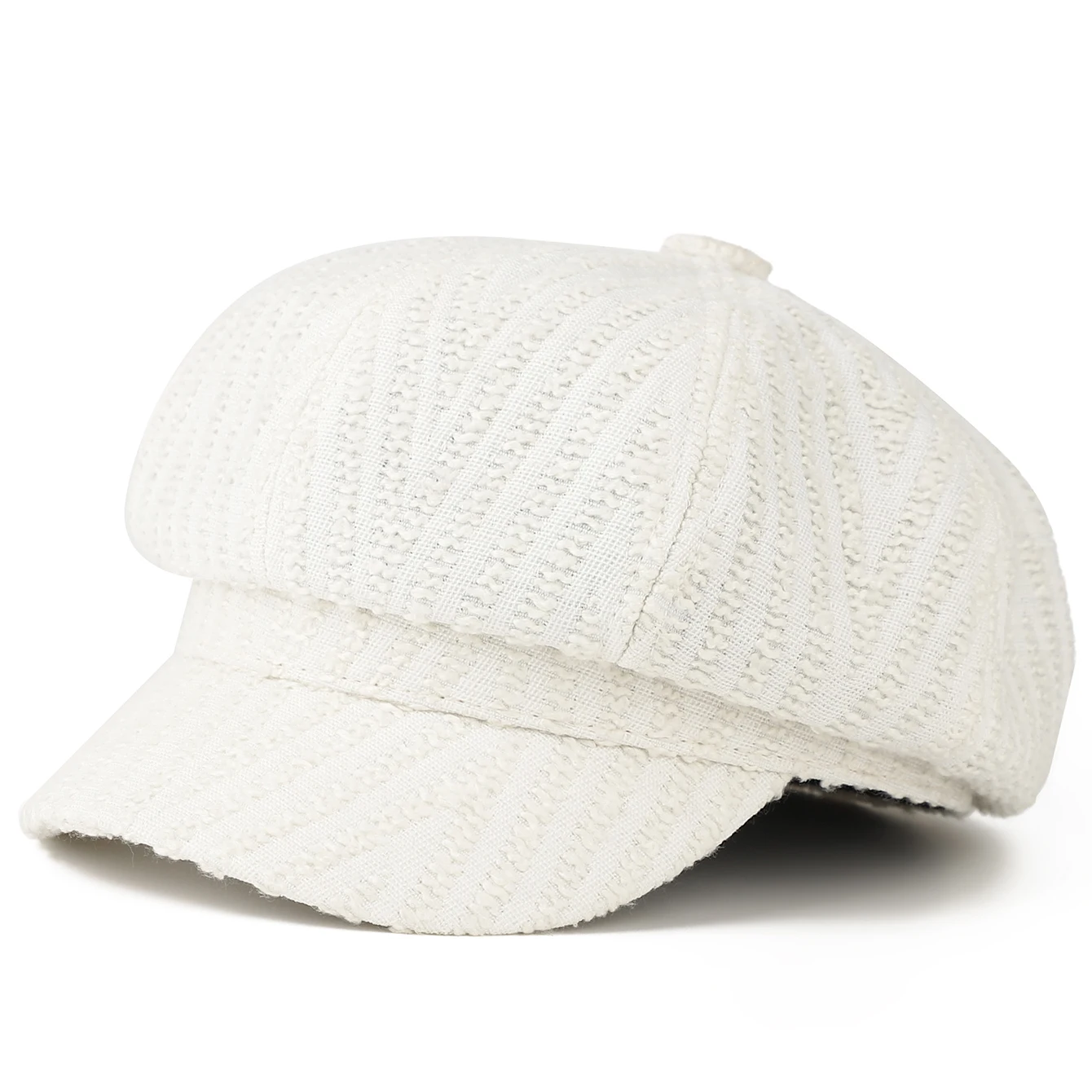 Striped bubble-sheer eight-pointed hat-top newsboy cap for both men and women, suitable for school commuting.