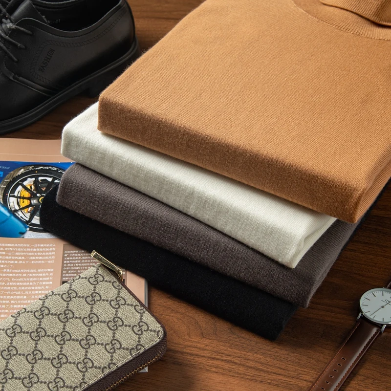 Men's 100% Cashmere Sweater Business Casual Knitted Pullover High-Quality Pull Jumper Luxury Brand Turtleneck Tops long sleeved