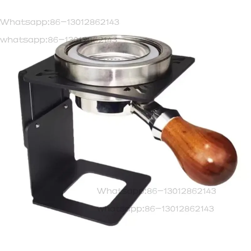 Stainless Steel Coffee Portafilter Holder Stand Wooden Handle Coffee Tamper Station Rack Espresso Machine Accessories