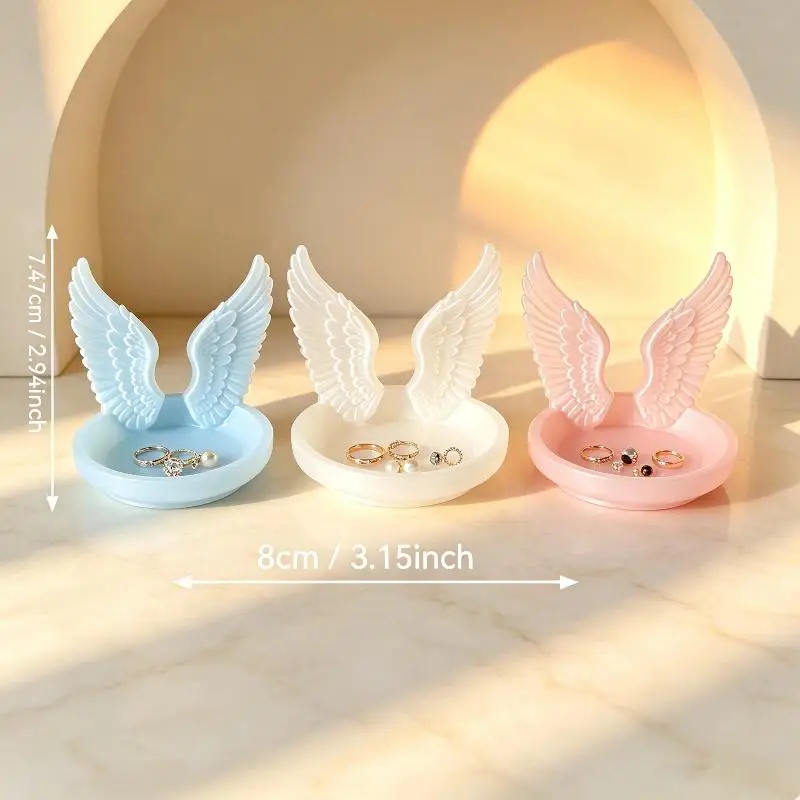 Angel Wings Trinket Tray Minimalist Desktop Jewelry Display Organizer For Rings Earrings Bracelets Small Accessories Storage