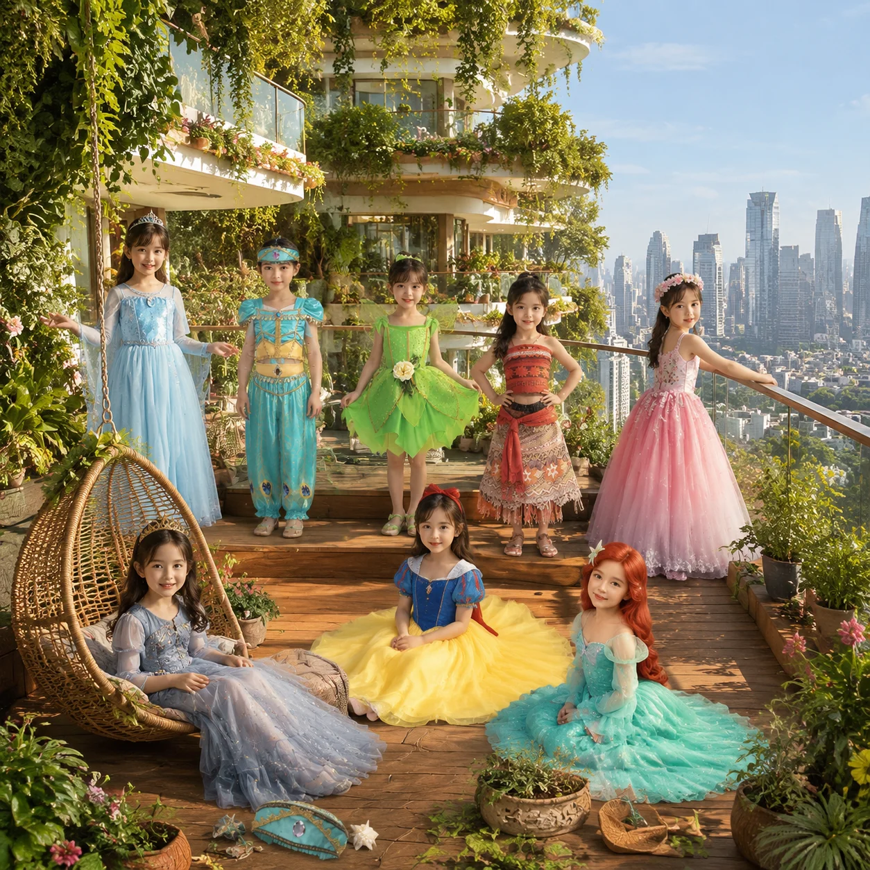 Fairy Tale Princess Dress Cinderella Snow White Aurora Rapunzel for Girls Halloween Birthday Cosplay Costume Kids 2-8Y