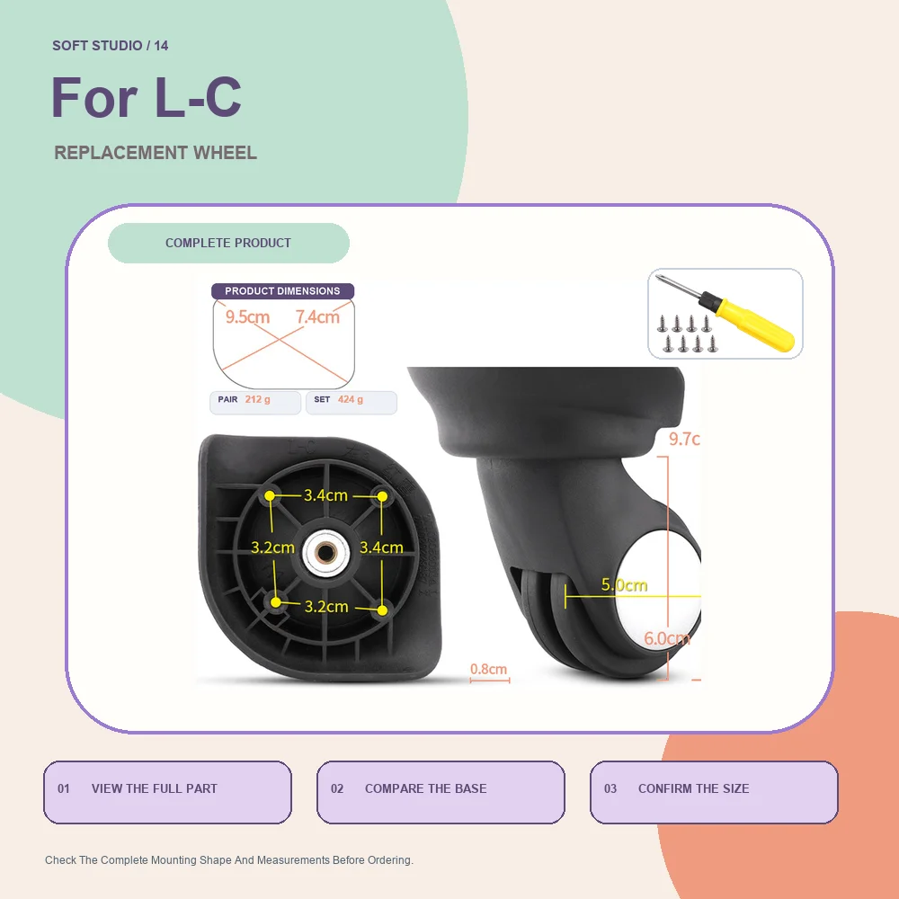 Wear Resistant Suitcase Wheel For American Tourister L-C For Playboy L-C For Red Eagle L-C Durable Silent Wheel Repair Part