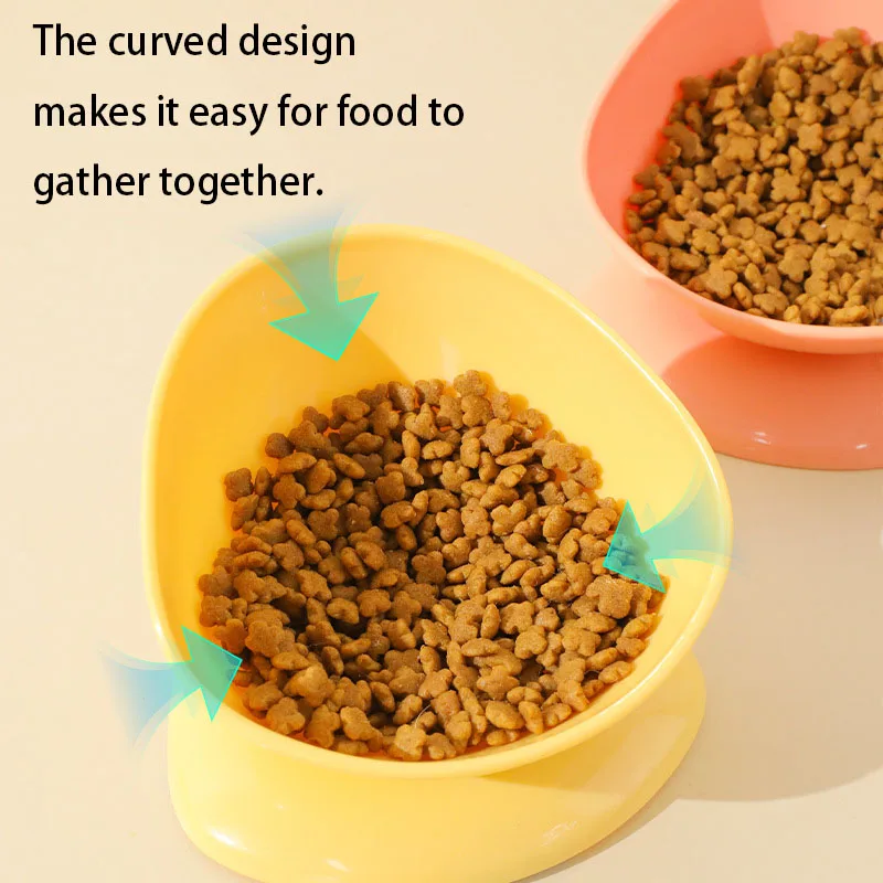 

New Pet Cat Dog Bowl High Foot Dog Bowl 15° Neck Protector Cat Pet Food Water Bowl Anti-Overturning Binaural Pet Feeding Bowl