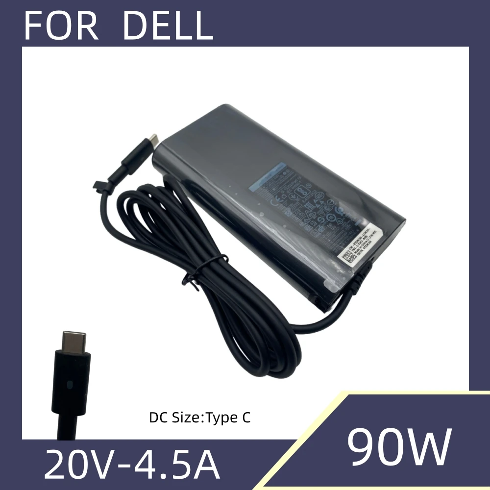 Adaptador Carregador Original 20V 4.5A 90W Tipo C para Laptop Dell Latitude 3400 3500 5280 5290 5400 XPS 12 9250 LA90PM170 TDK33 0TDK33