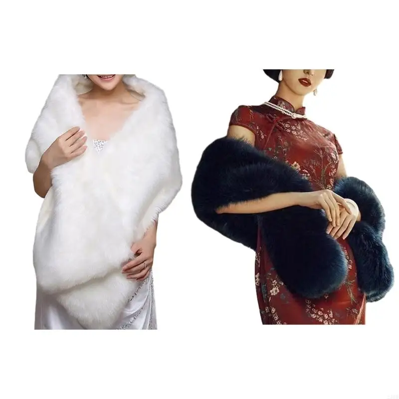 

23GE Plush Long Scarf Party Dress Accessories Cape Decorative Shawl Shoulder Wrap