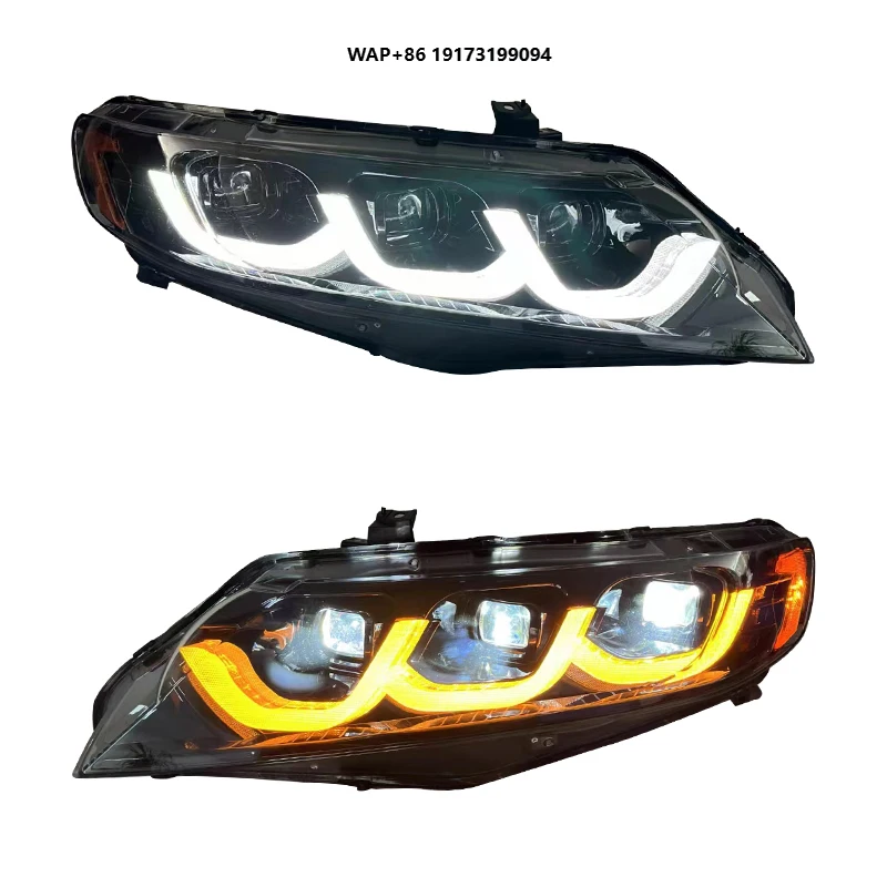 

Горячие высококачественные фары для Honda Civic-8th Gen 2006-2011, автомобильные аксессуары, светодиодные фары в сборе, обновленная фара
