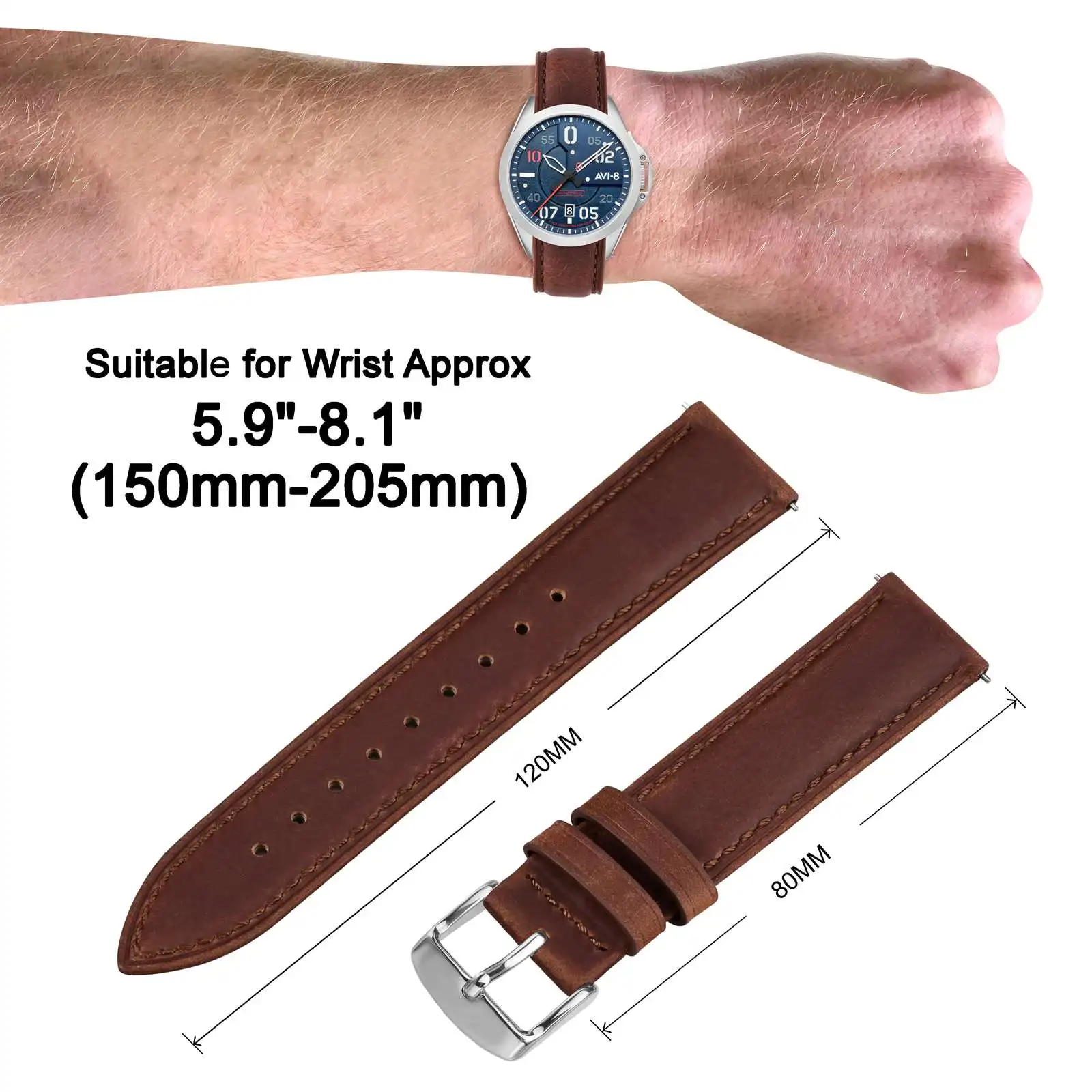 ANNEFIT Crazy Horse Leather Watch Straps  Vintage Watchbands 18mm 19mm 20mm 21mm 22mm for Men Women Quick Release  Replacement