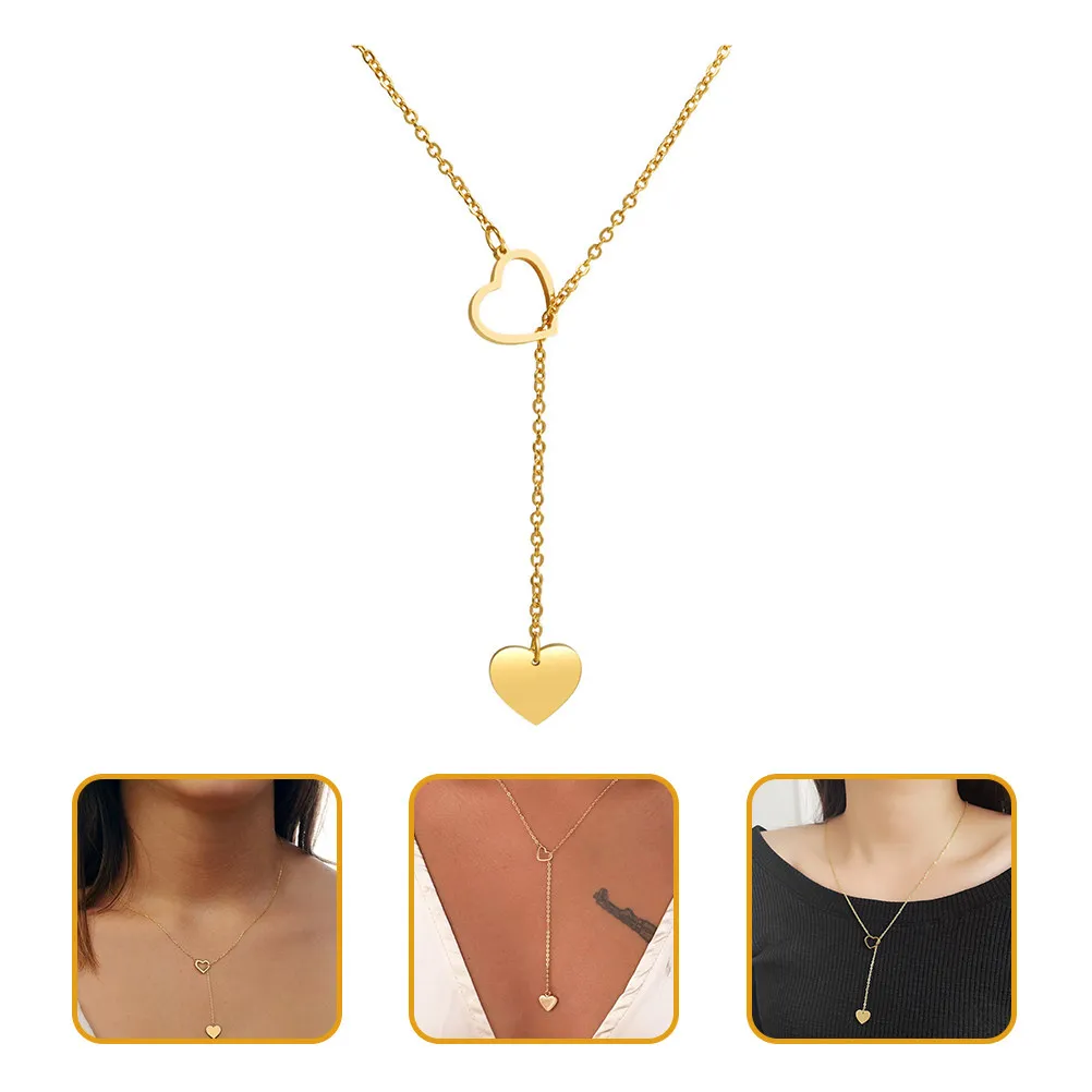 

Золотое ожерелье с сердечком из сплава, гладкая поверхность, изящный кулон, модный подарок для женщин, для повседневной носки, вечеринок, выпускных вечеров, ювелирное украшение